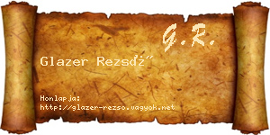 Glazer Rezső névjegykártya